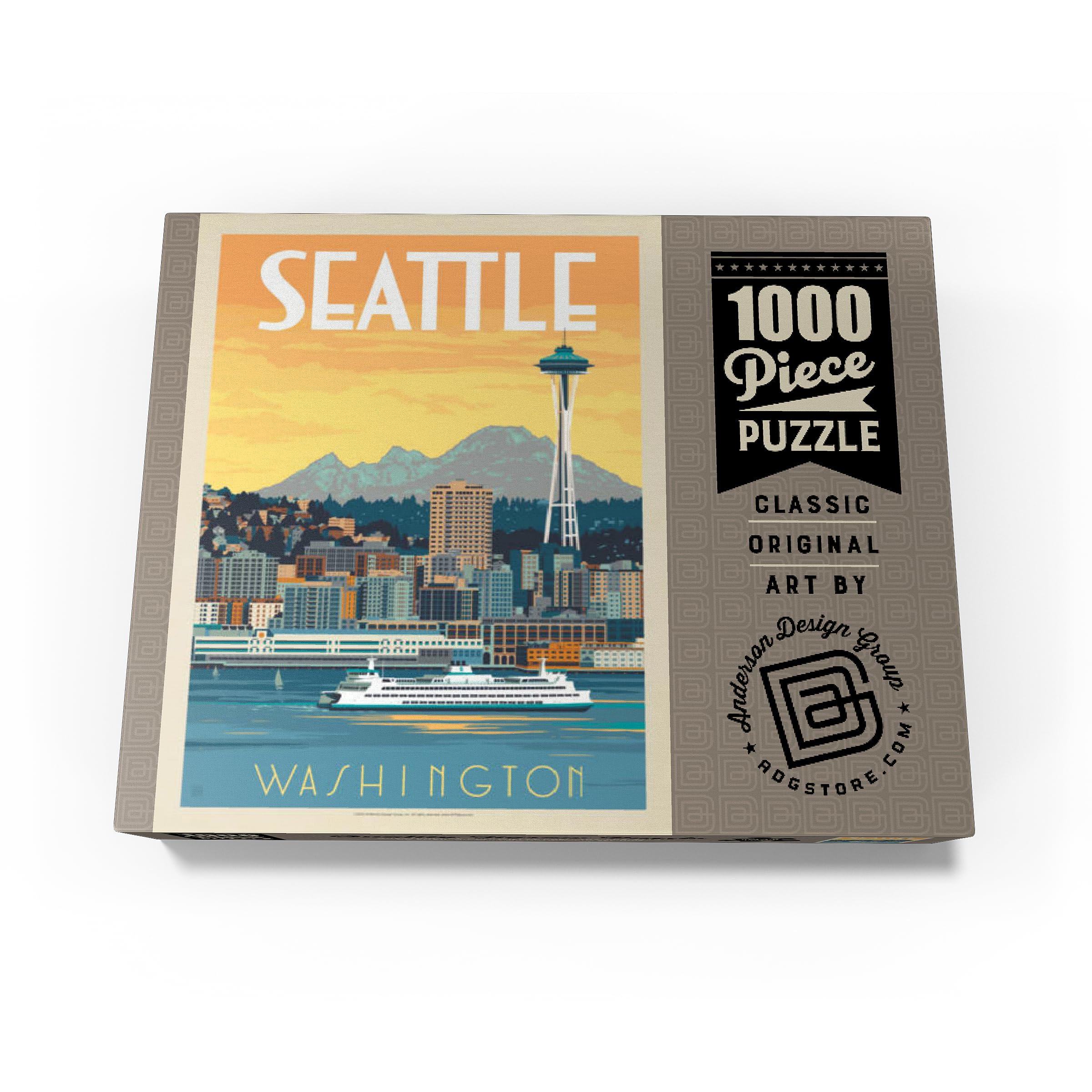 Seattle, WA: Ferry, Affiche vintage – Puzzle de 1000 pièces de qualité supérieure pour adultes