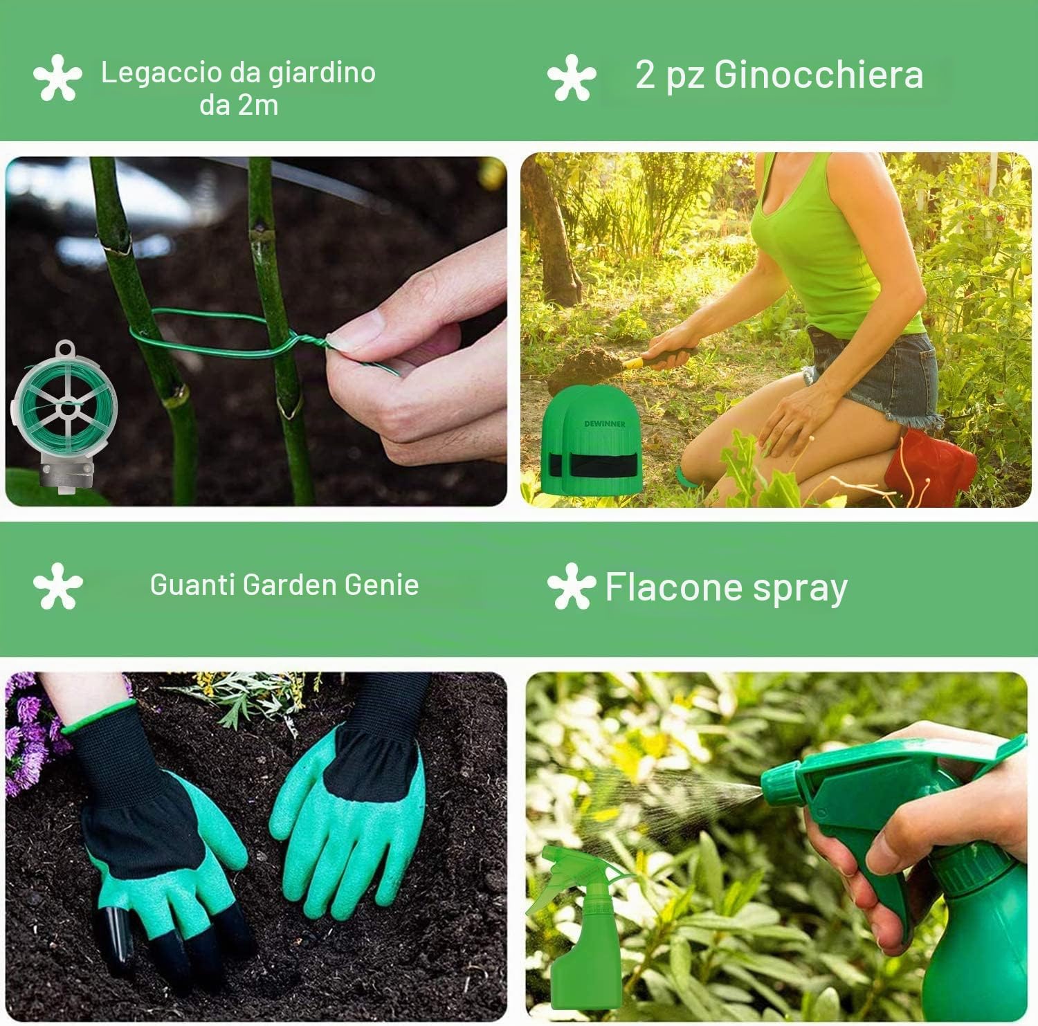 DEWINNER - Set di attrezzi da giardino, kit regalo per giardinaggio, trapianto per giardinaggio, con borsa resistente per riporre oggetti