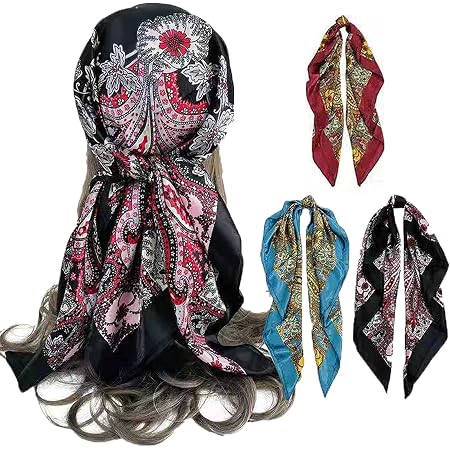 2 Foulards Carrés En Satin - Accessoire Tendance Pour Cheveux Et Style