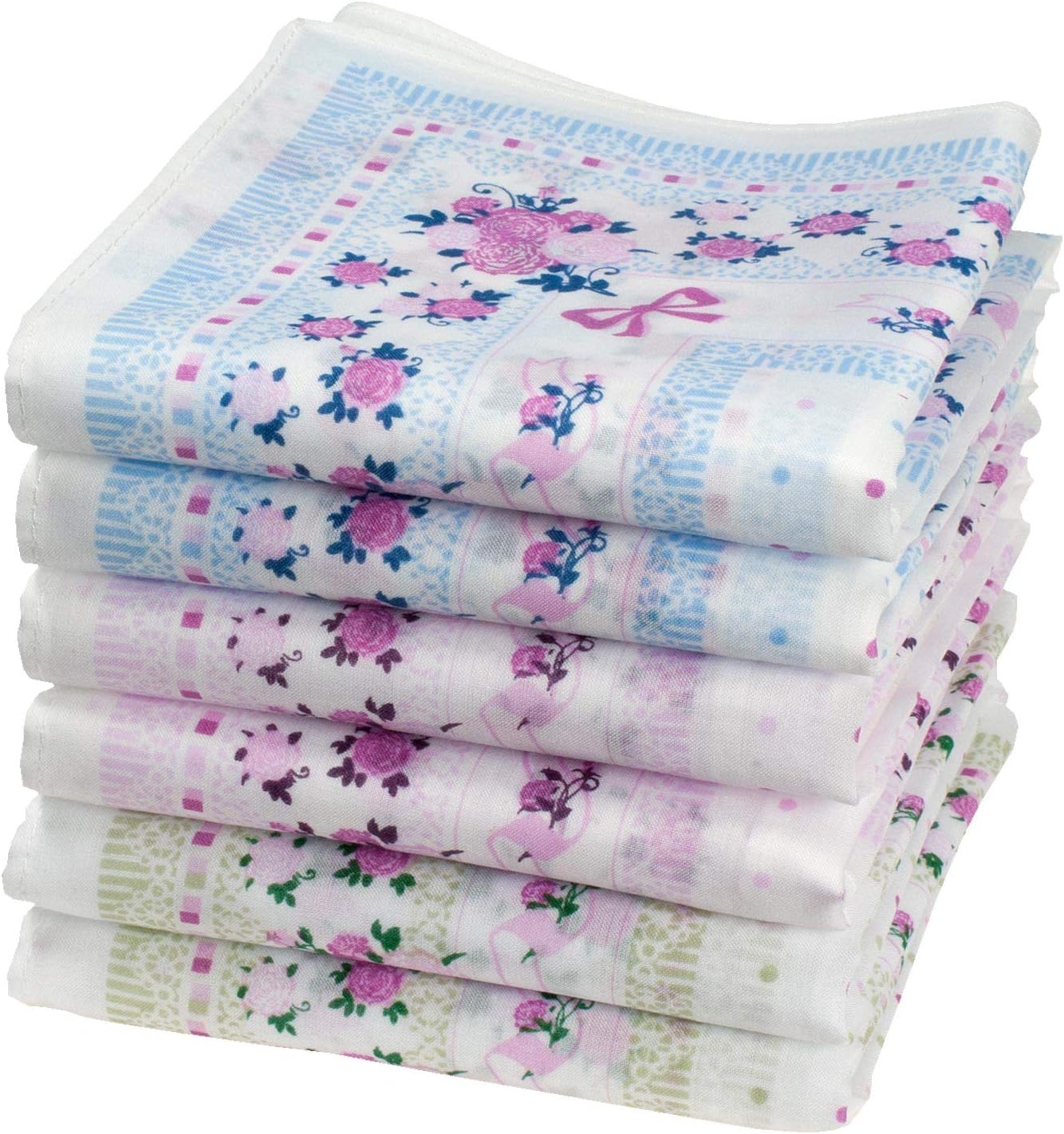 ‘Leslie’ fine printed handkerchiefs – 14” square – 6 units.