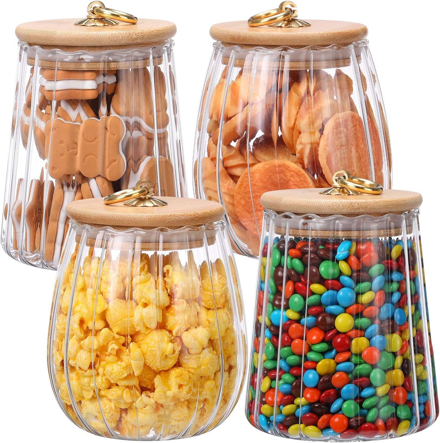 Zubebe 4 Pcs 23 oz Glass Storage Jars with Airtight Bamboo