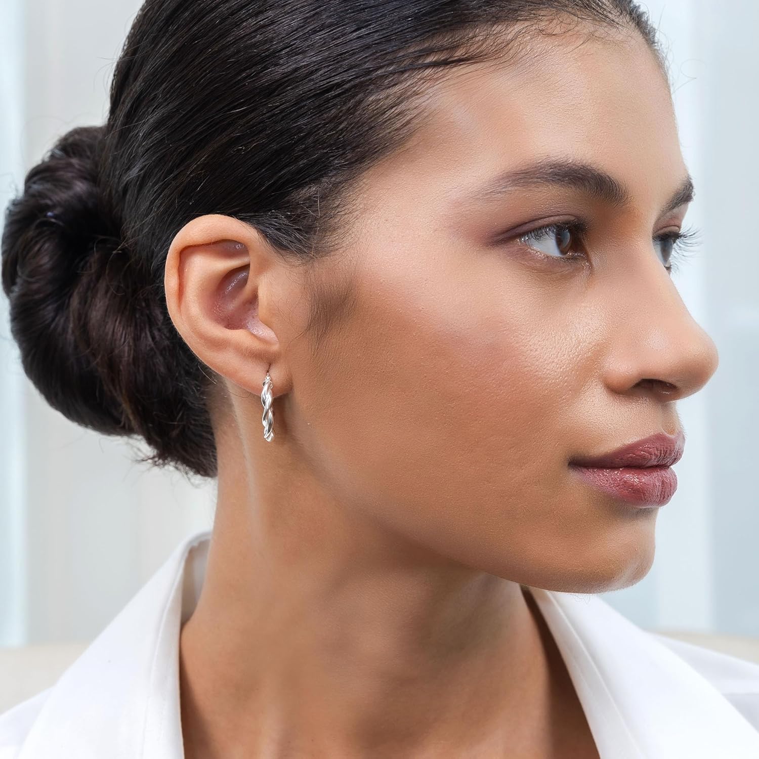 Hoops & Loops 925 Sterling Silver Twisted Hoop Earrings for Women, Silver/Gold/Rose Gold 3mm Twist Hypoallergenic Hoop Earrings 15/20/25/30/35/40mm - Image 5