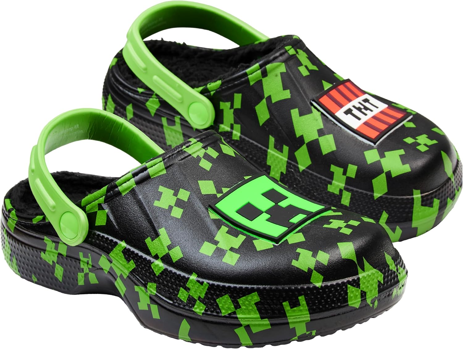 Minecraft Clogs for Boys, Slip-On Non-Slip Shoes with Strap, Garden or Indoor Sandals, House Shoes, Gifts for Boys