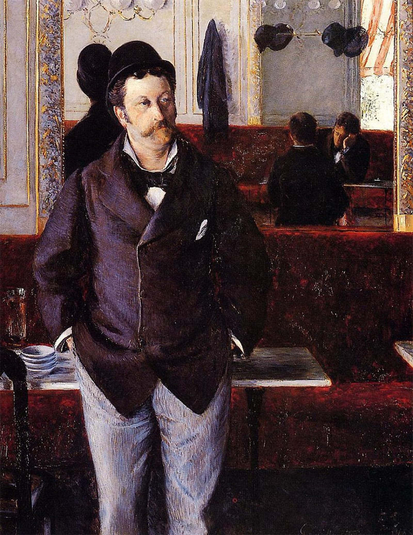 ARTXLXXBN Famous Print Painting Colorful Art Print In a coffee shop by Gustave Caillebotte Canvas Art Decorations for Home Decor 60x90cm