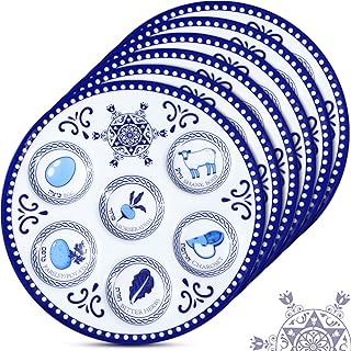 Passover Decor Plastic Plates Pesach Plate Passover Seder Dish for Pesach Feast Party Favors 10 Inch(6-Pack)