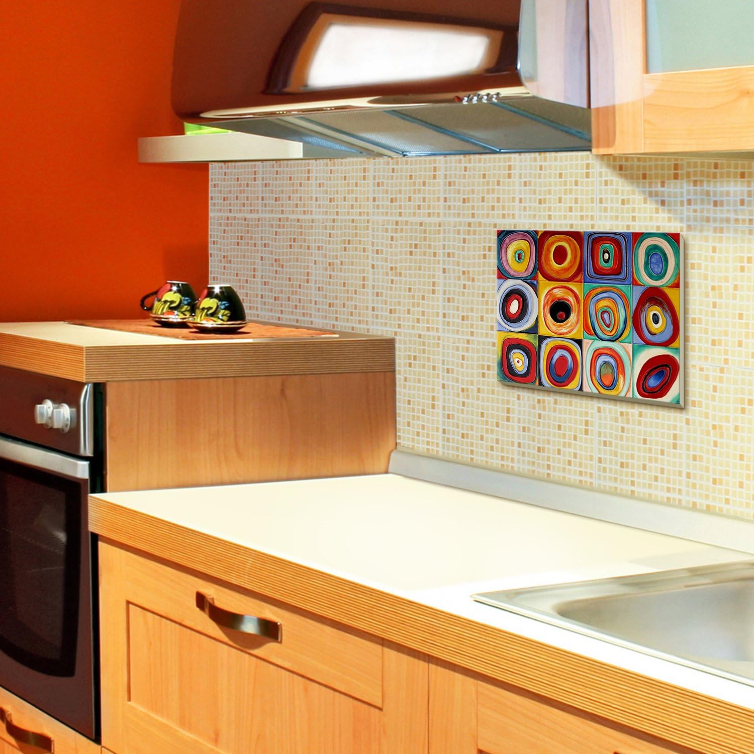 overstockArt Wassily Kandinsky Farbstudie Quadrate Color Study of Squares 11-Inch by 14-Inch Trivet/Wall Accent Tile, Felt Back