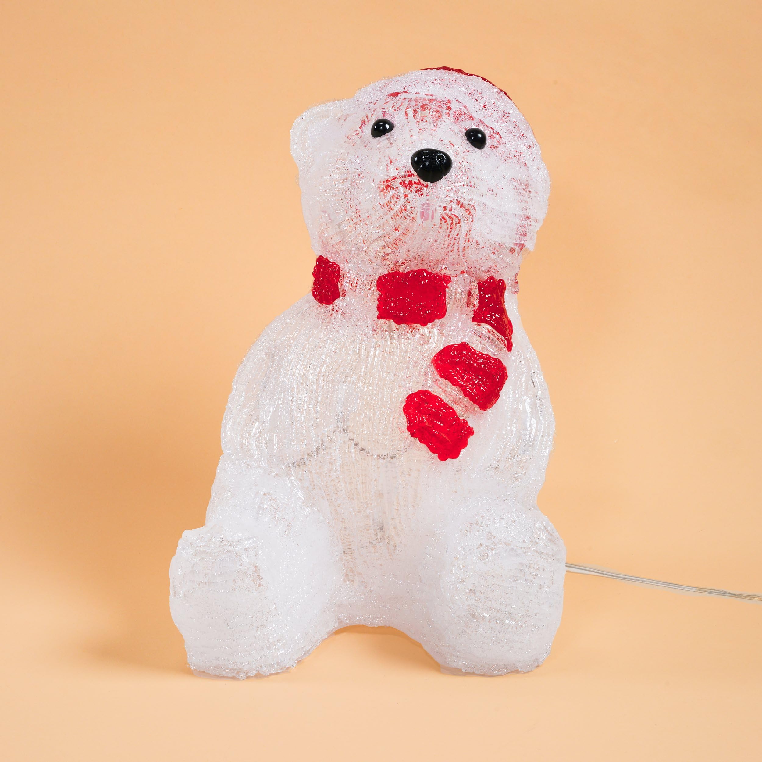 esotec Weihnachtsdeko außen, Weihnachtsfigur Garten Solar Eisbär Willy, Leuchtfigur Weihnachten, Winterdeko Garten, 30 LEDs, H=26cm 102123