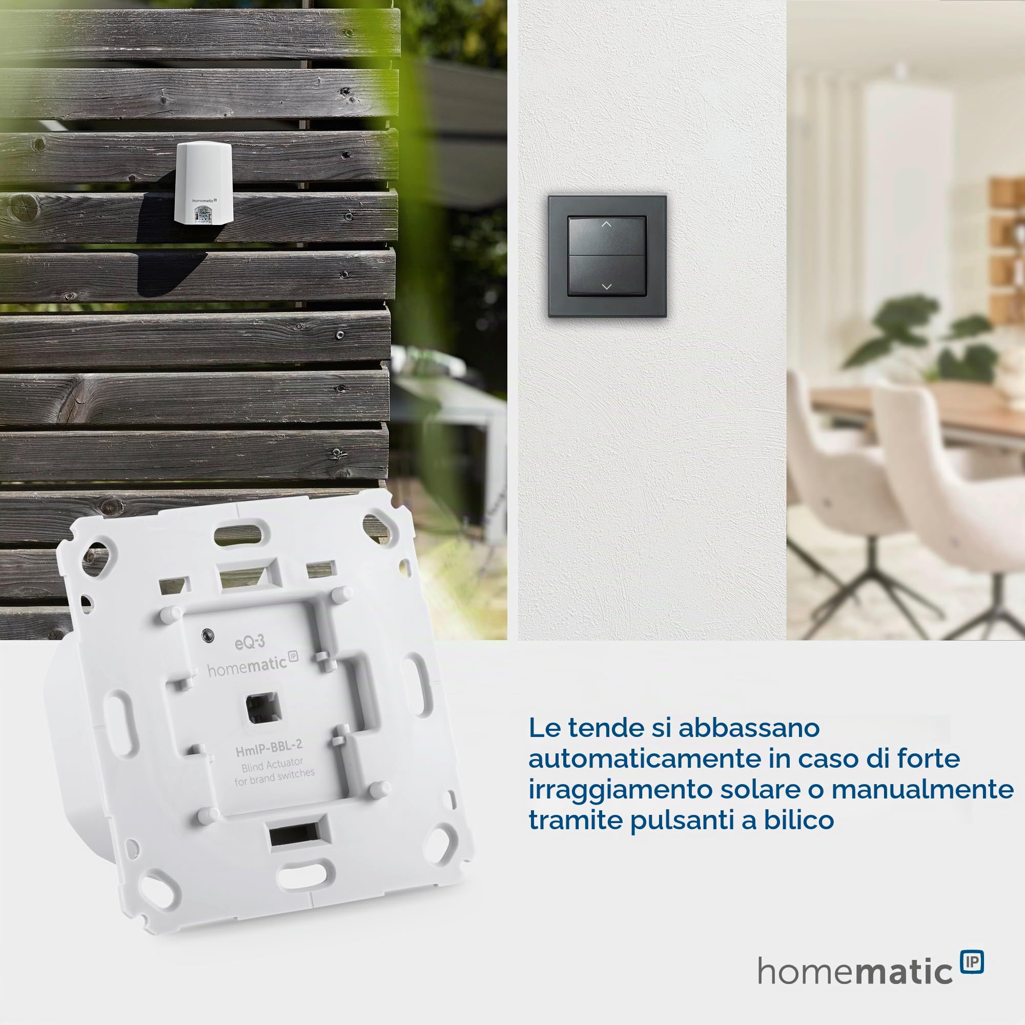 Homematic IP Smart Home Jalousieaktor für Markenschalter, Digitale Steuerung von 1 Jalousie oder Raffstore, elektrische Jalousien nachrüsten, Steuerung per App, Alexa und Google Assistant, 151333A0