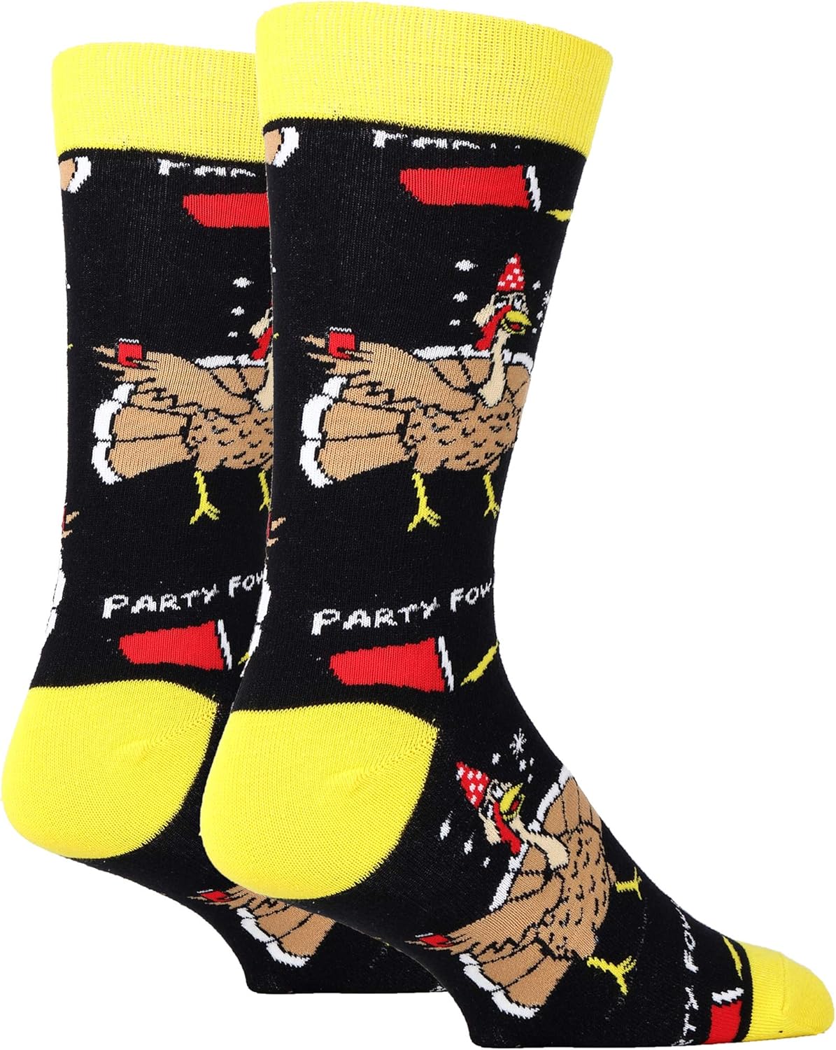 ooohyeah Men's Funny Turkey Bird Novelty Crew Socks, Fun Thanksgiving Dress Socks Gifts, Party Fowl, Size 8-13 - Image 2