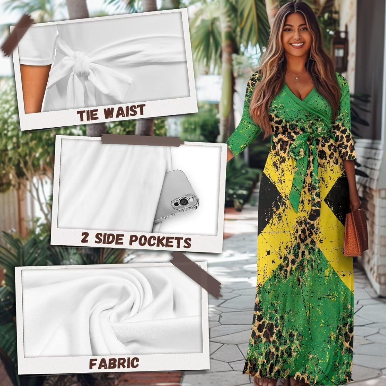 Plus Size Maxi Dress for Women with Pockets Sexy V-Neck Maxi Party Dress S-5XL - Image 4