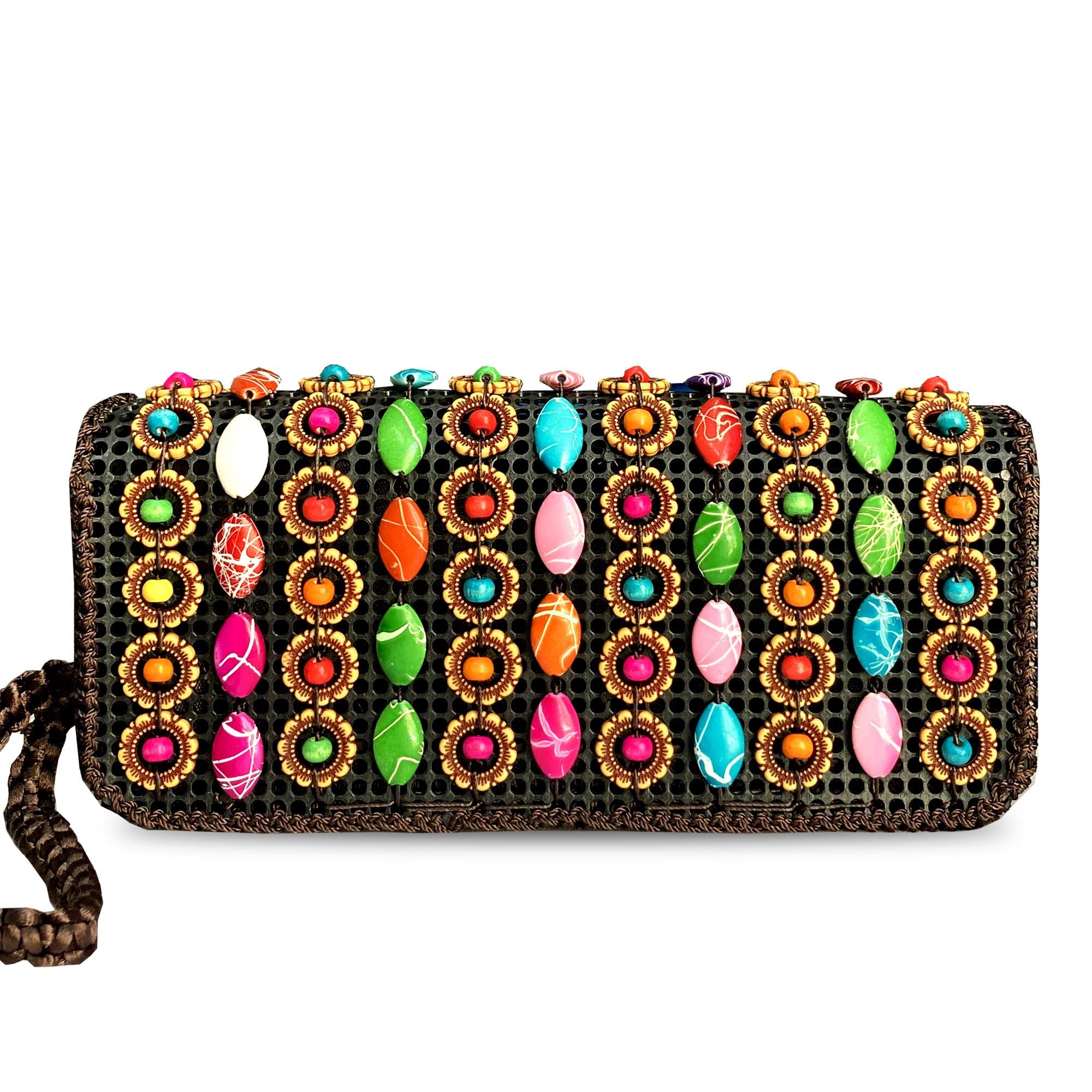 ANESHA Coconut Shell Double Zipper Wristlet Wallet For Women, Small Handbag - Wallet Bag Multi Pocket Clutch Purse Pack of 1-picture-54