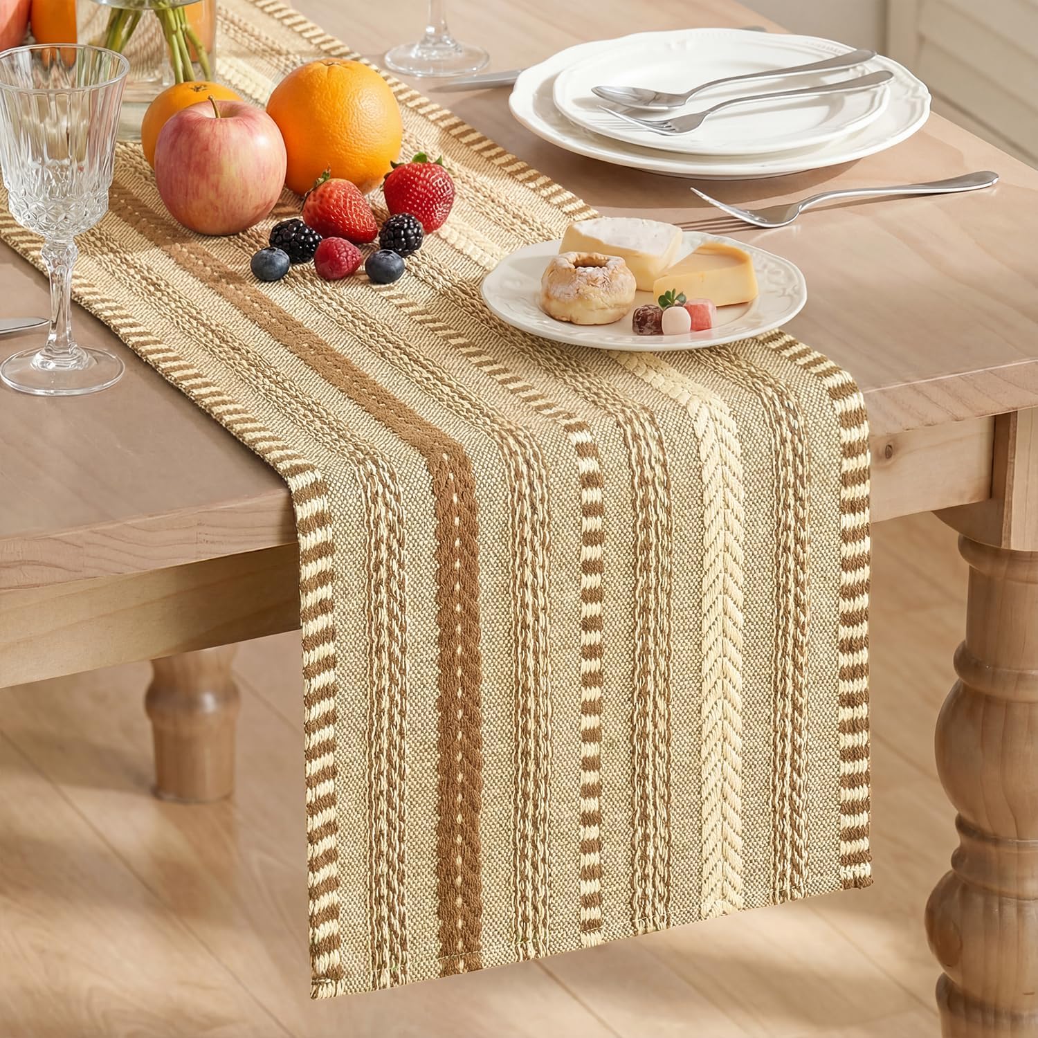 Amazon.com: Artoid Mode Light Coffee Farmhouse Woven Table Runner ...