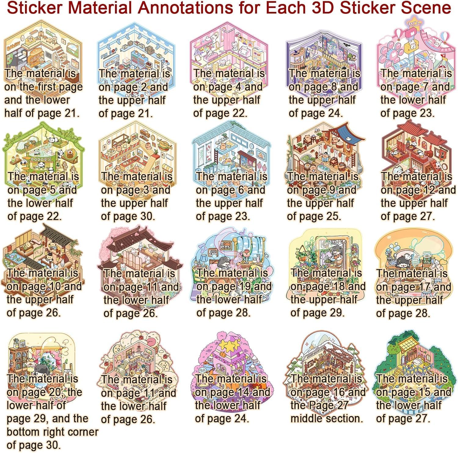 FAMOUS QUALITY 50 Sheet DIY 3D Sticker - Scene Collection Book for Kids, Adults, Cute Make Your Own Shop House Stickers for Gifts, Stickers Therapy, Adult Relief, Stress, Pass The Time, Play Park 2