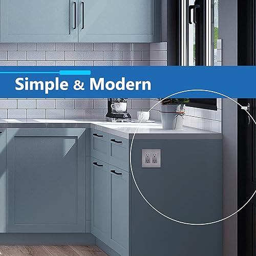 Miniatura 270 de LIDER - Cubierta decorativa de interruptor doble con acabado mate, placa de pared sin tornillos, tamaño mediano, 2 bandas, 4.88 x 4.92 pulgadas