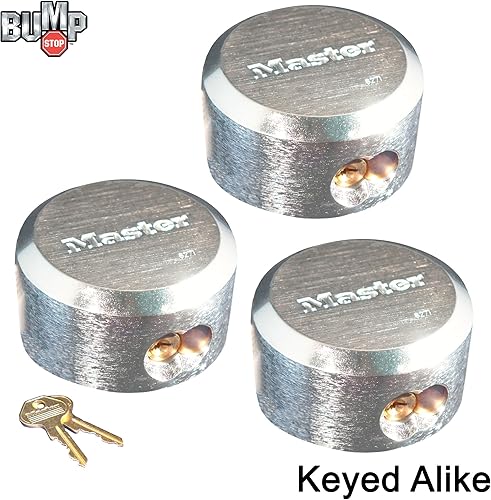 Miniatura 2 de Master Lock Grillete oculto (3) candados iguales con llave 6271NKA-3 con tecnología BumpStop
