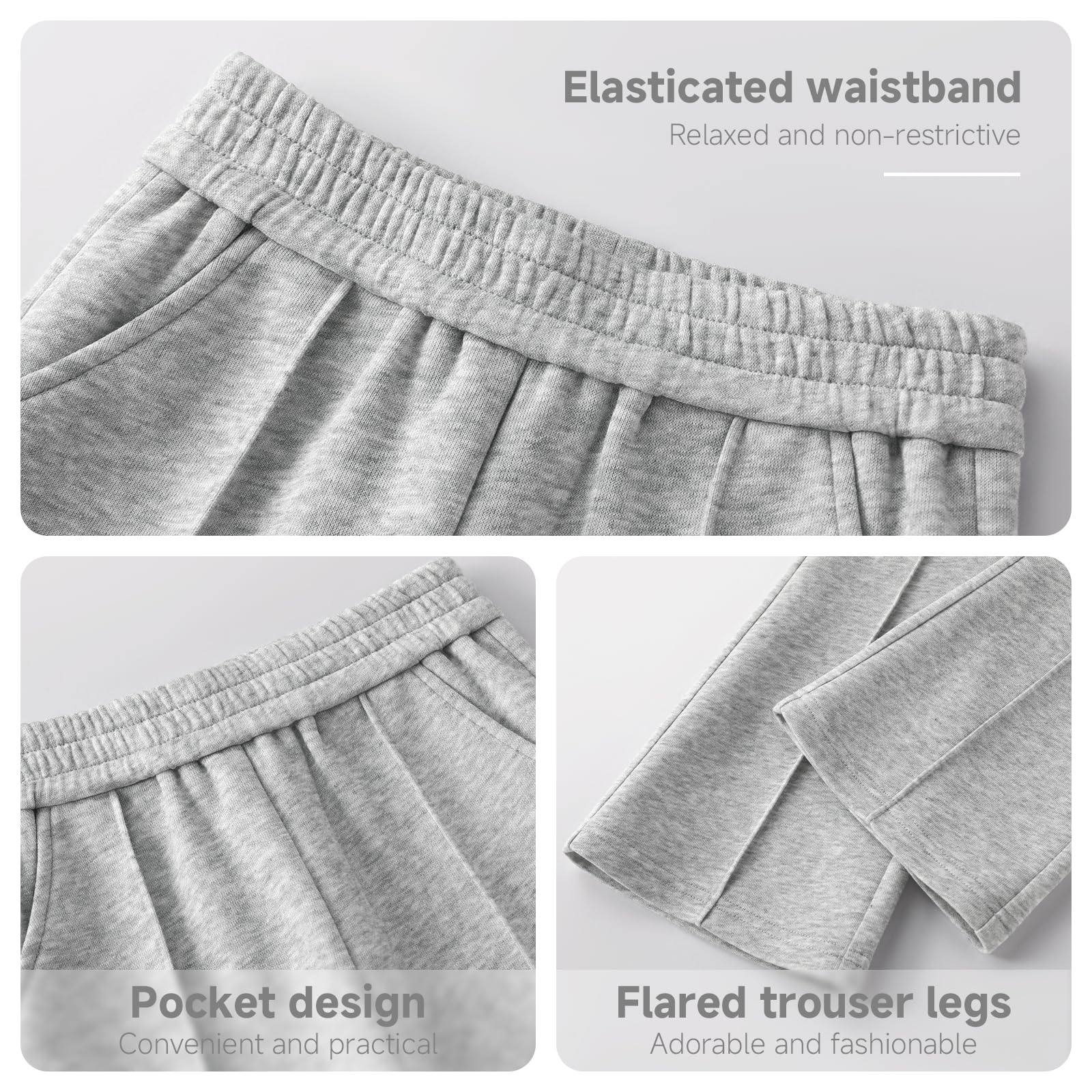 JiAmy Pantalones de deporte para niña, de invierno, de algodón, térmicos, acampanados, con bolsillos, para niños, cálidos, cómodos, para niñas de 3 a 14 años