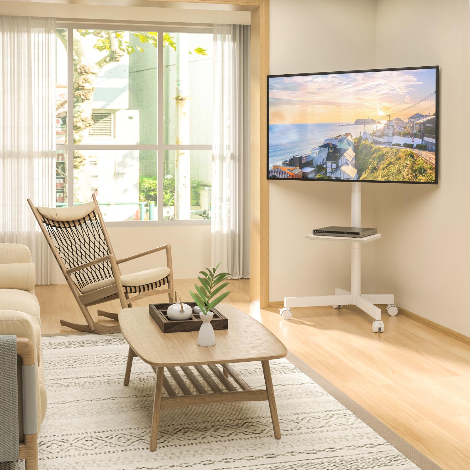 Amazon | テレビスタンド キャスター付き テレビスタンド ハイタイプ