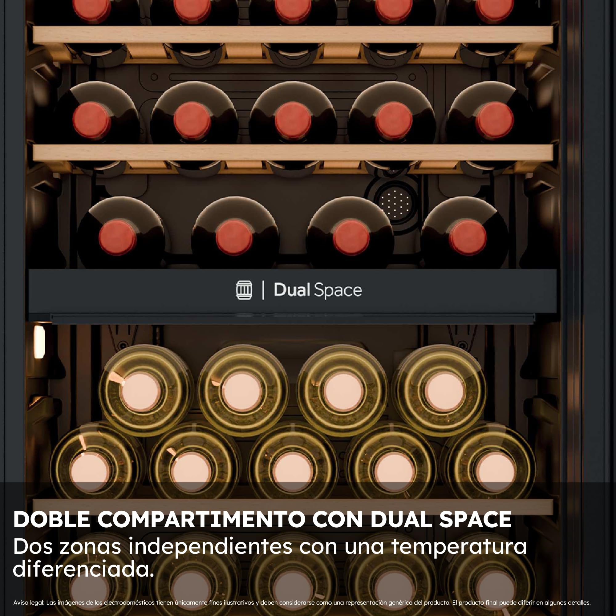 Haier Wine Bank 50 Series 5 HWS56GDG Vinoteca de 56 botellas, 2 Zonas independientes, Estantes de madera, Filtro Anti-UV, Sistema Antivibración, Display Digital, Iluminación LED, 37 dbA, Negra — view 4