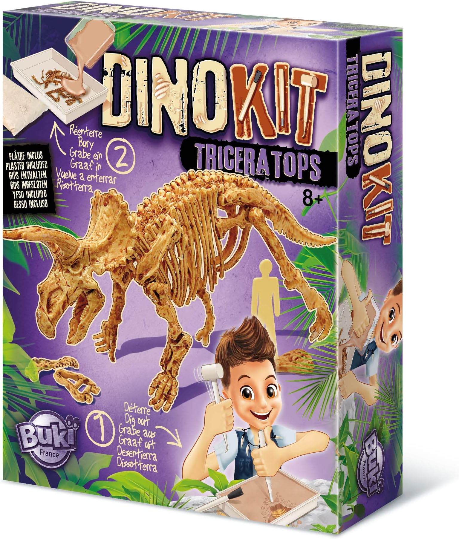 Buki France 439TRI Dino Kit - Triceratops Dinosaur Toy. Prehistoric Fossil Digging Set. Excavate Dinosaur Skeleton. Realistic Educational 3D Dino Model. Kids STEM Toy. Science Gift for Boys & Girls 8+