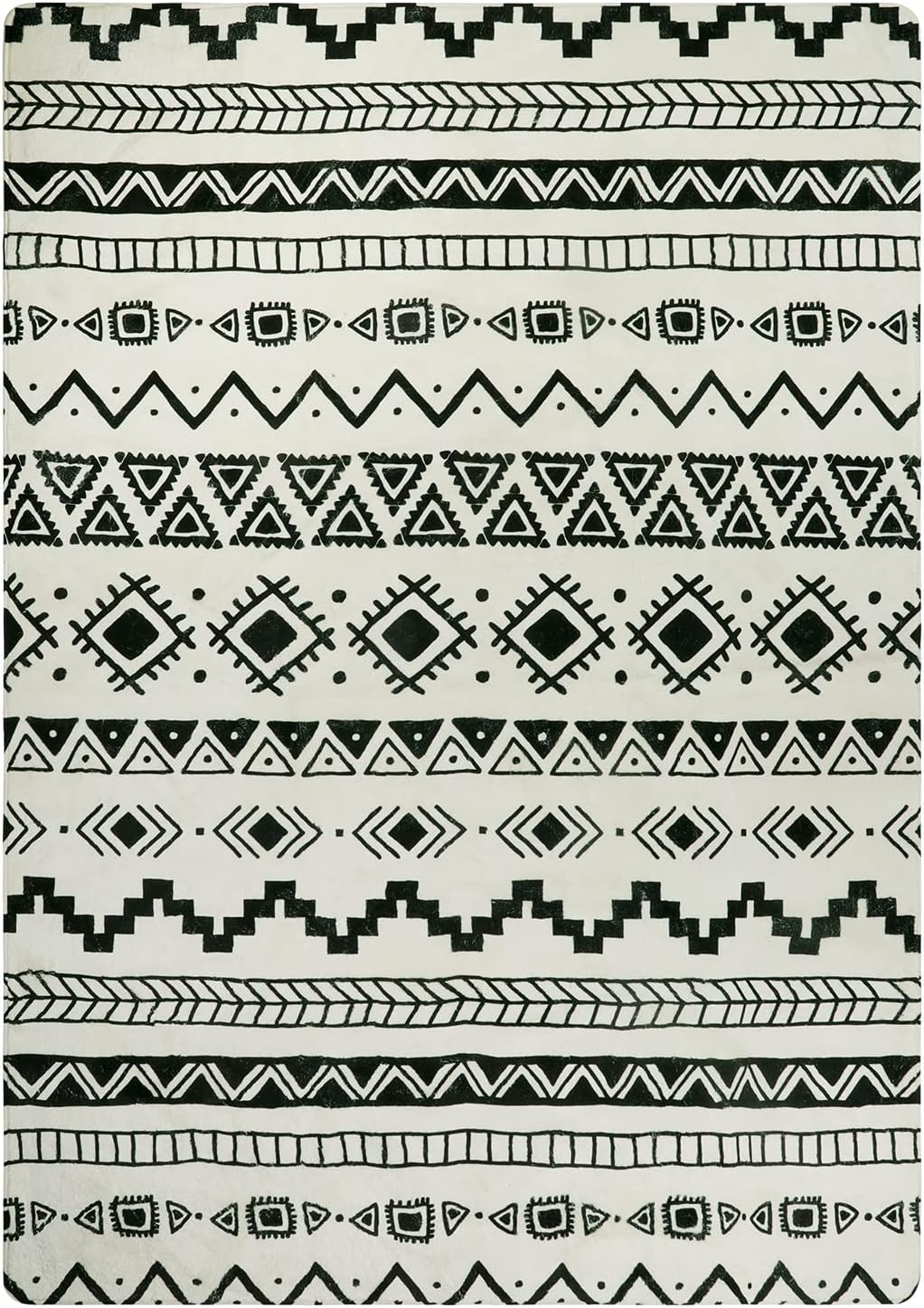 Lahome Boho Machine Washable Living Room Rugs - 5x7 Area Rugs for Bedroom Non-Slip Large Throw Rugs Soft Geometric Dinning Room Rug Tribal Distressed Carpet for Living Room Entryway Kitchen Office