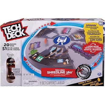 Tech Deck - Shredline 360 Motorised Spinning Finger Skate Park Diameter 51 cm for endless skating - Great Accessories including Fingerboard Age 6+