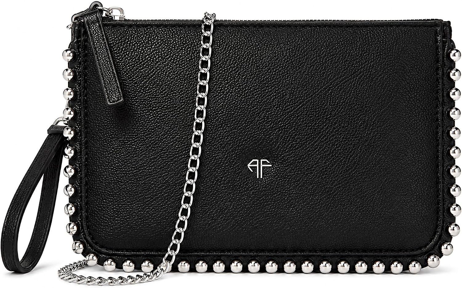 Women's Studded Wristlet Purse with Chain Strap, Small Crossbody Clutch Bag