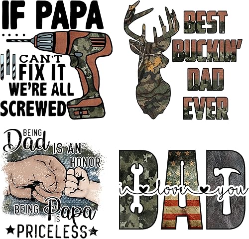 Vista 44 de 12 calcomanías para planchar para el Día del Padre, parches para planchar en ropa, calcomanías de transferencia de calor para camisetas, apliques