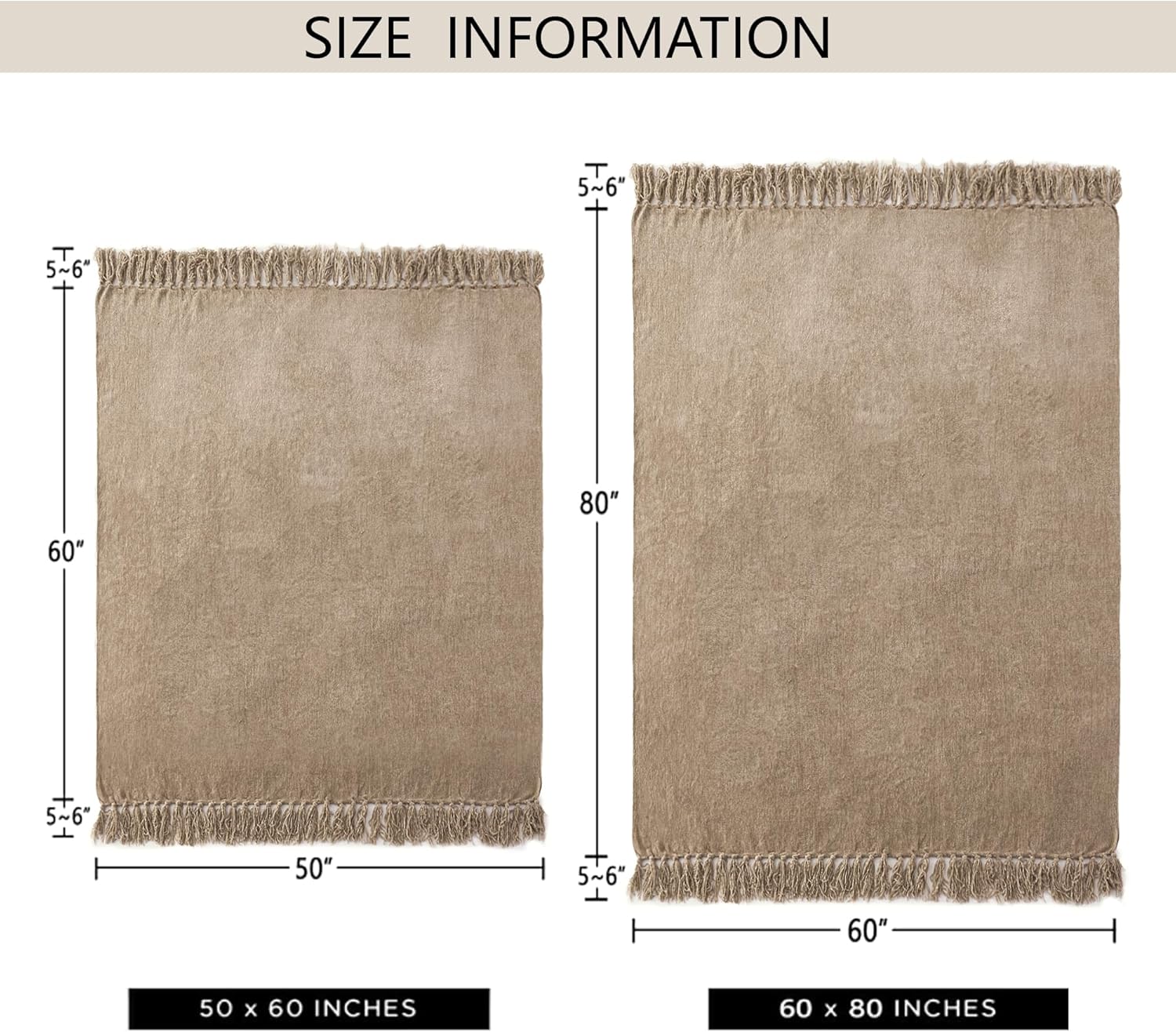 Chenille Throw Blanket for Couch 50"X 60", Soft Cozy Throws with Fringe Tassel for Bed Sofa Chair Cover, Lightweight Knitted Decorative Boho Blankets for Living Room, Taupe - Image 3