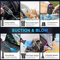 Vista 7 de KMM Aspiradora de Mano para Automóvil, Aspiradora 4 en 1 de 16000Pa con Soplador de Aire, Aspiradora de Alta Potencia de 120W Ajustable de 3 Gris