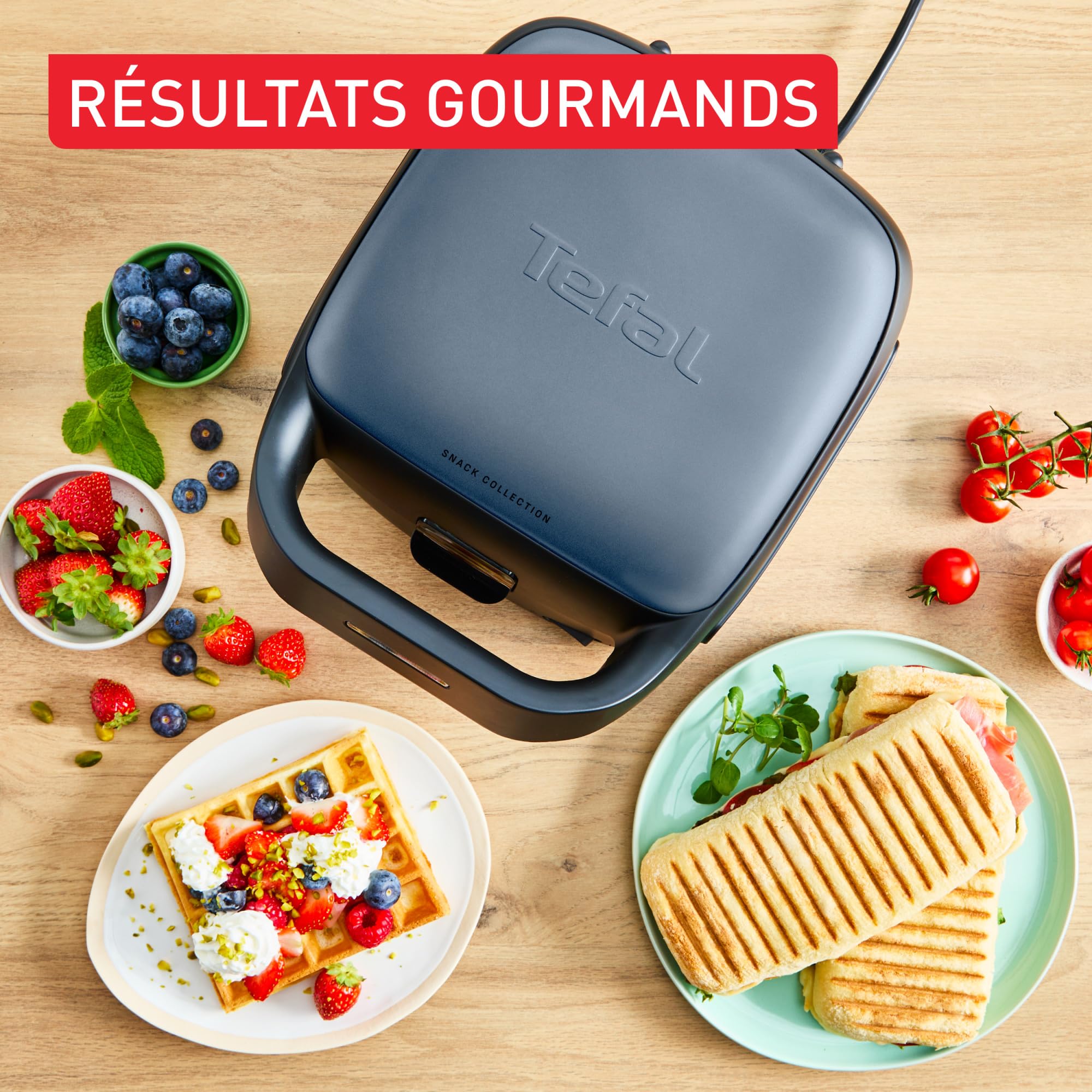 Tefal Snack Collection, Appareil à gaufre et croque-monsieur, 20jeux de plaques disponibles, Recettes sucrées et salées, SW8674F0