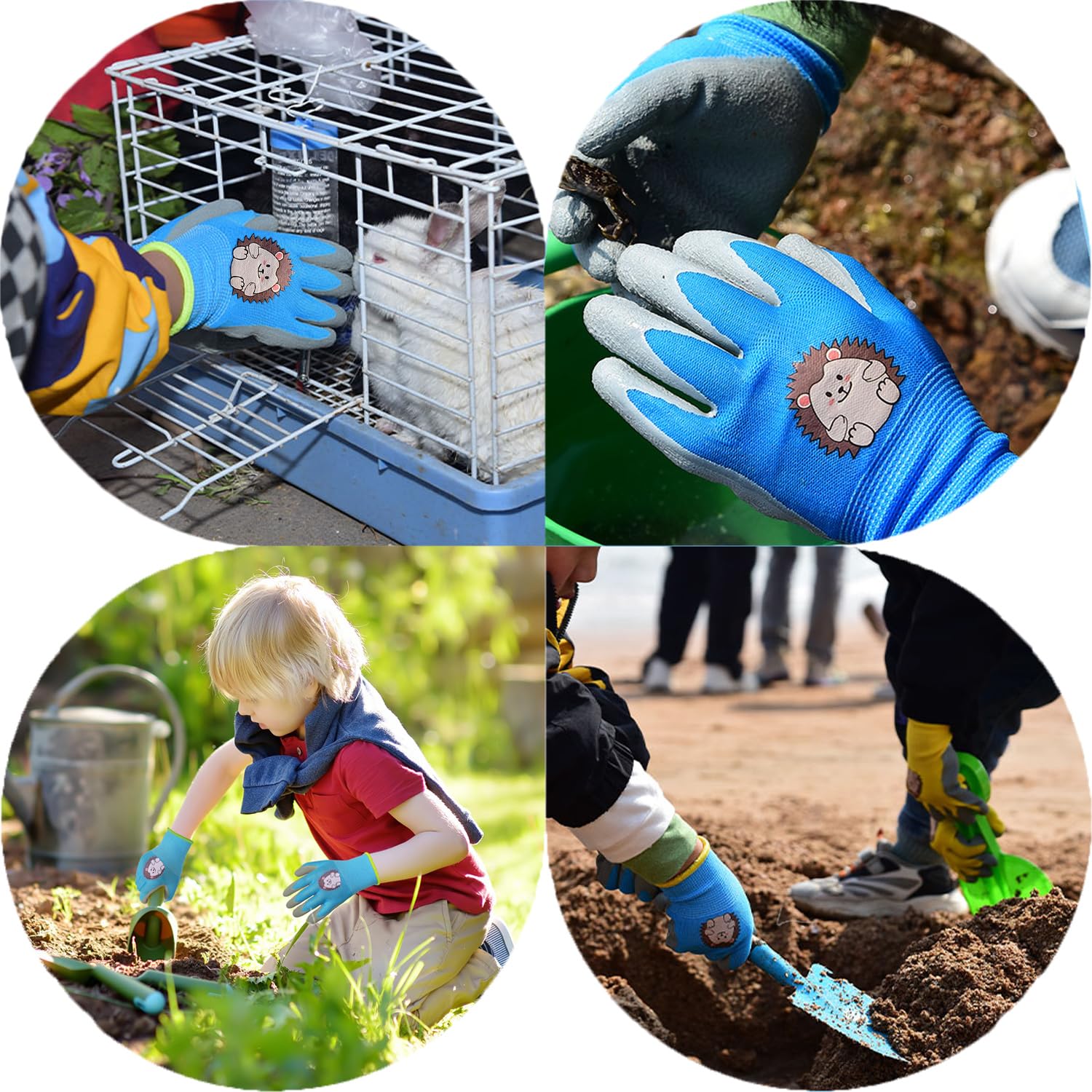 2 Pares de Guantes de Jardinería para Niños para 3-5 Años, Guantes de Jardín Recubiertos de Goma, Guantes de Trabajo de Jardín con Agarre Antideslizante