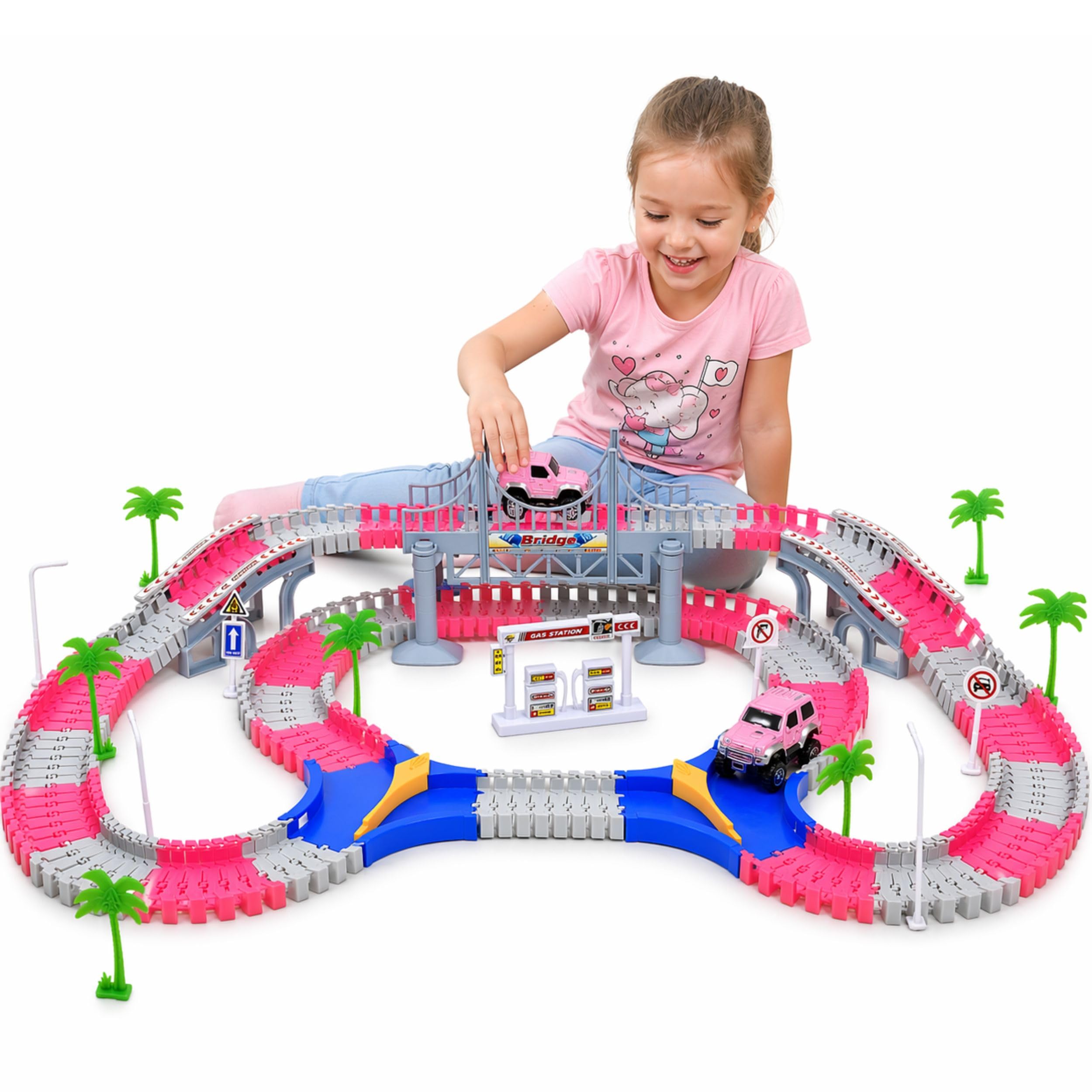 Amazon.com: 168 PCS Pink Magic Bendable Race Track Toy, Snap