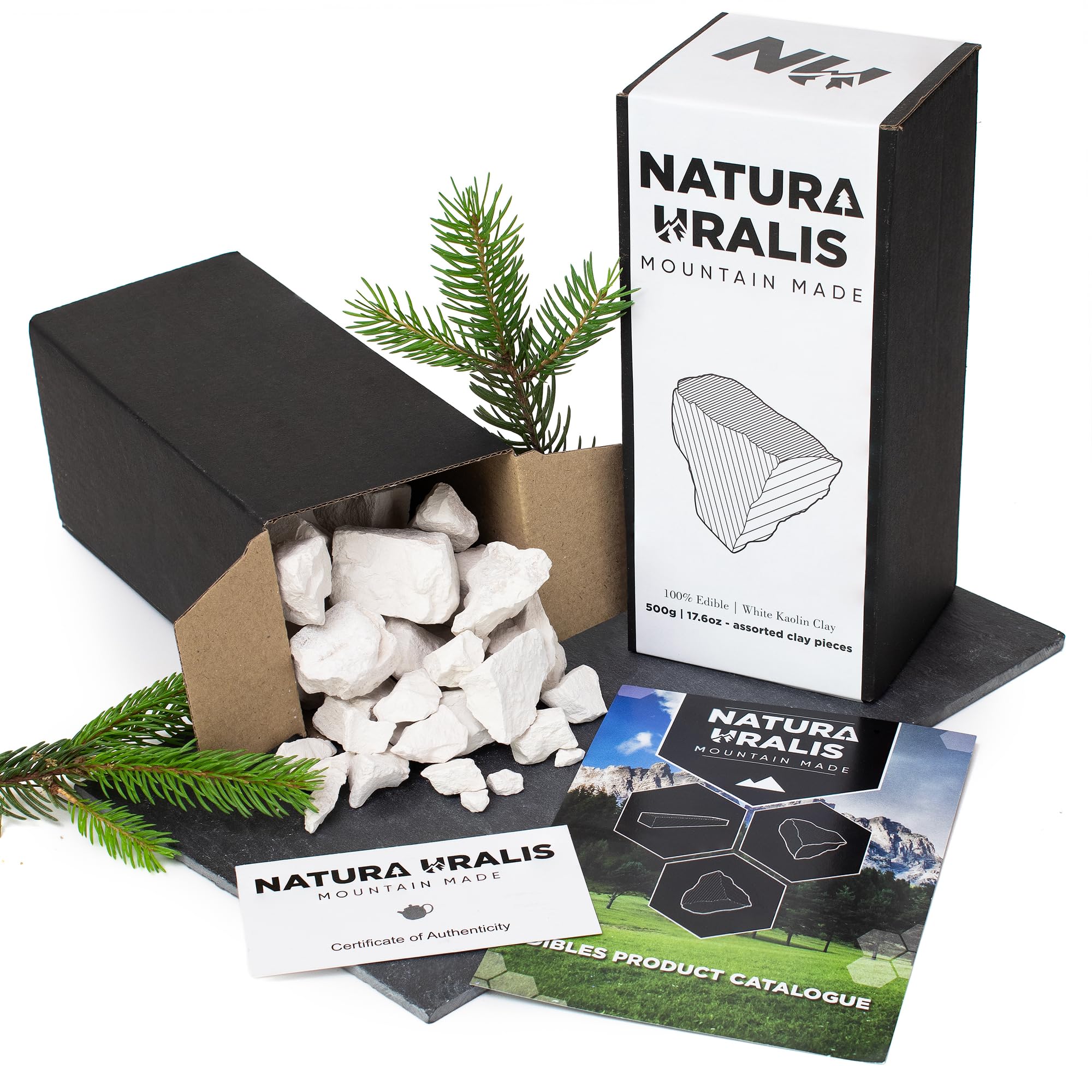 Natura Uralis Argilla Bianca Caolino | 500g di Argilla Bianca Naturale, da Bianco Puro a Bianco Sporco - Incredibile Croccantezza, Appagante Consistenza Terrosa, Vellutata e Solida, Sensazione ASMR