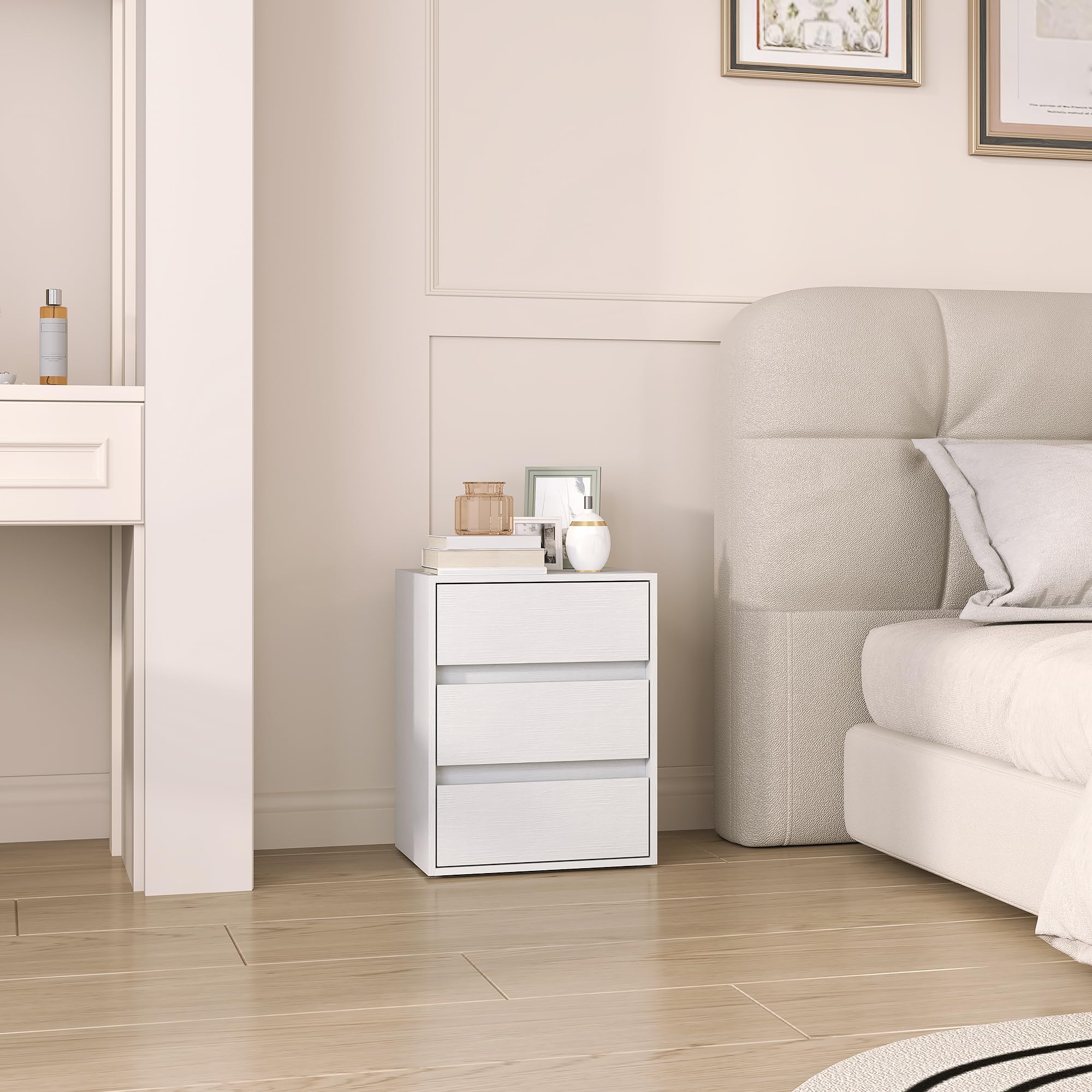 HOMCOM Cassettiera Moderna 3 Cassetti per Corridoio 40x30x50.5 cm Bianco
