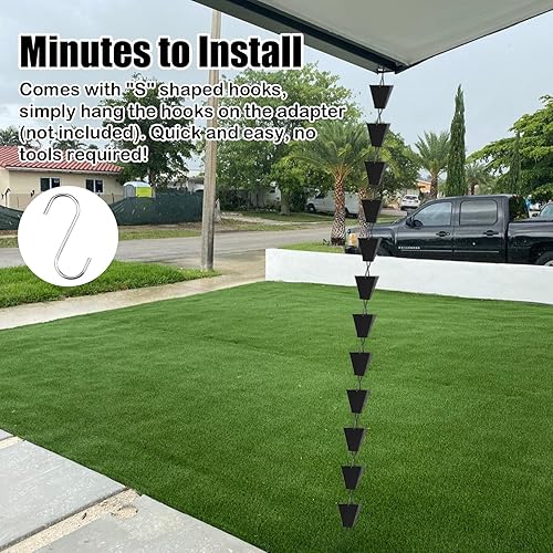 Miniatura 4 de Blazea Cadena de lluvia cuadrada colgante de aleación de aluminio, reemplazo de canalón de techo de 5, 8, 8, 5, 9, 10, 13, 16 pies, cadenas modernas