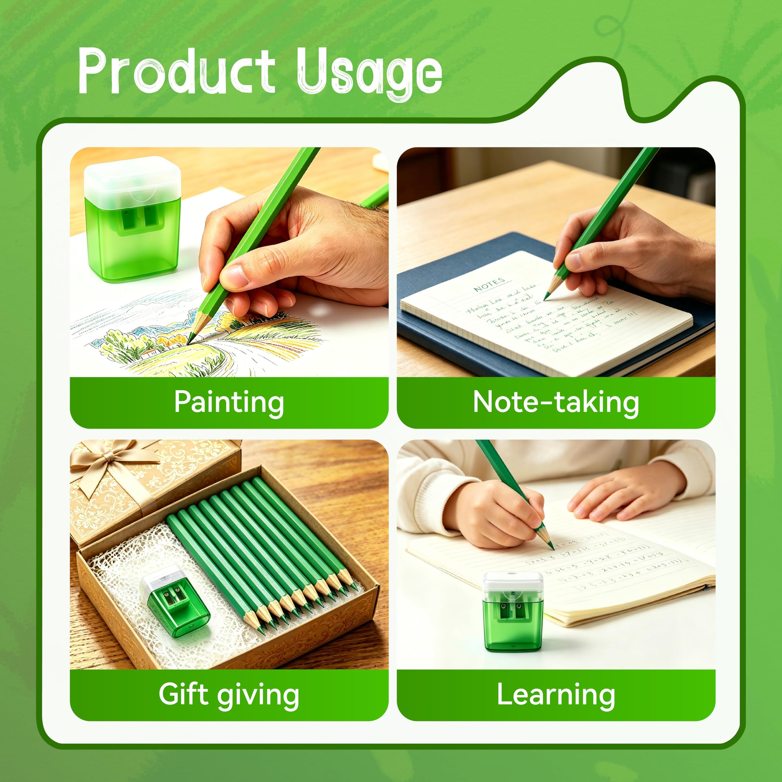 36 Piece Green Colored Pencils Set - Artist Quality -5