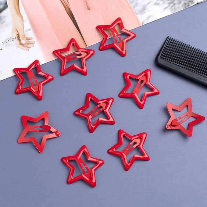 Pinzas para cabello estrella Joez Wonderful 20 piezas rojo miniatura 7