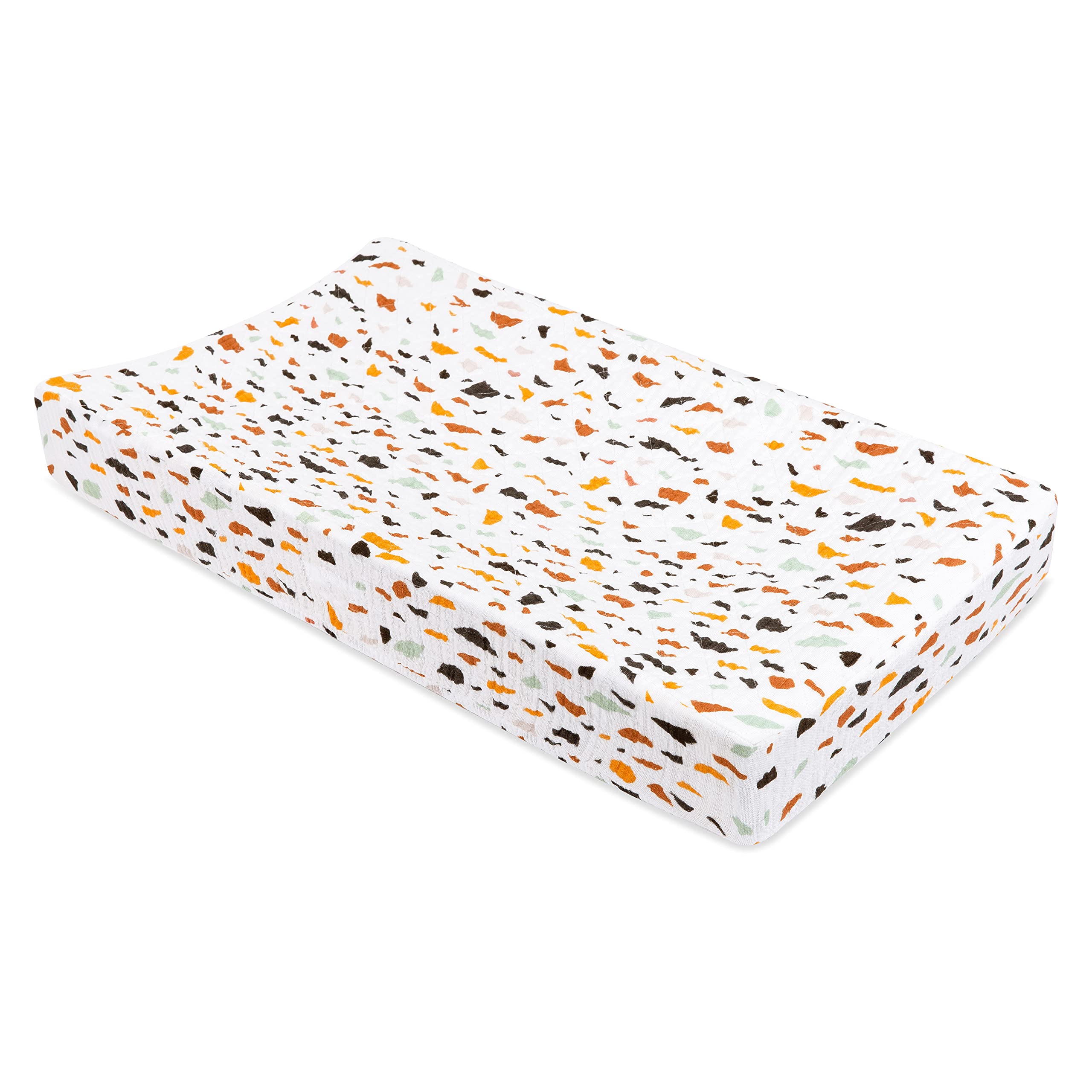 Babyletto 100% Quilted Organic Cotton Changing Pad Cover, GOTS-Certified, Fitted 360°, Ultra-Soft and Breathable Muslin - Terrazzo