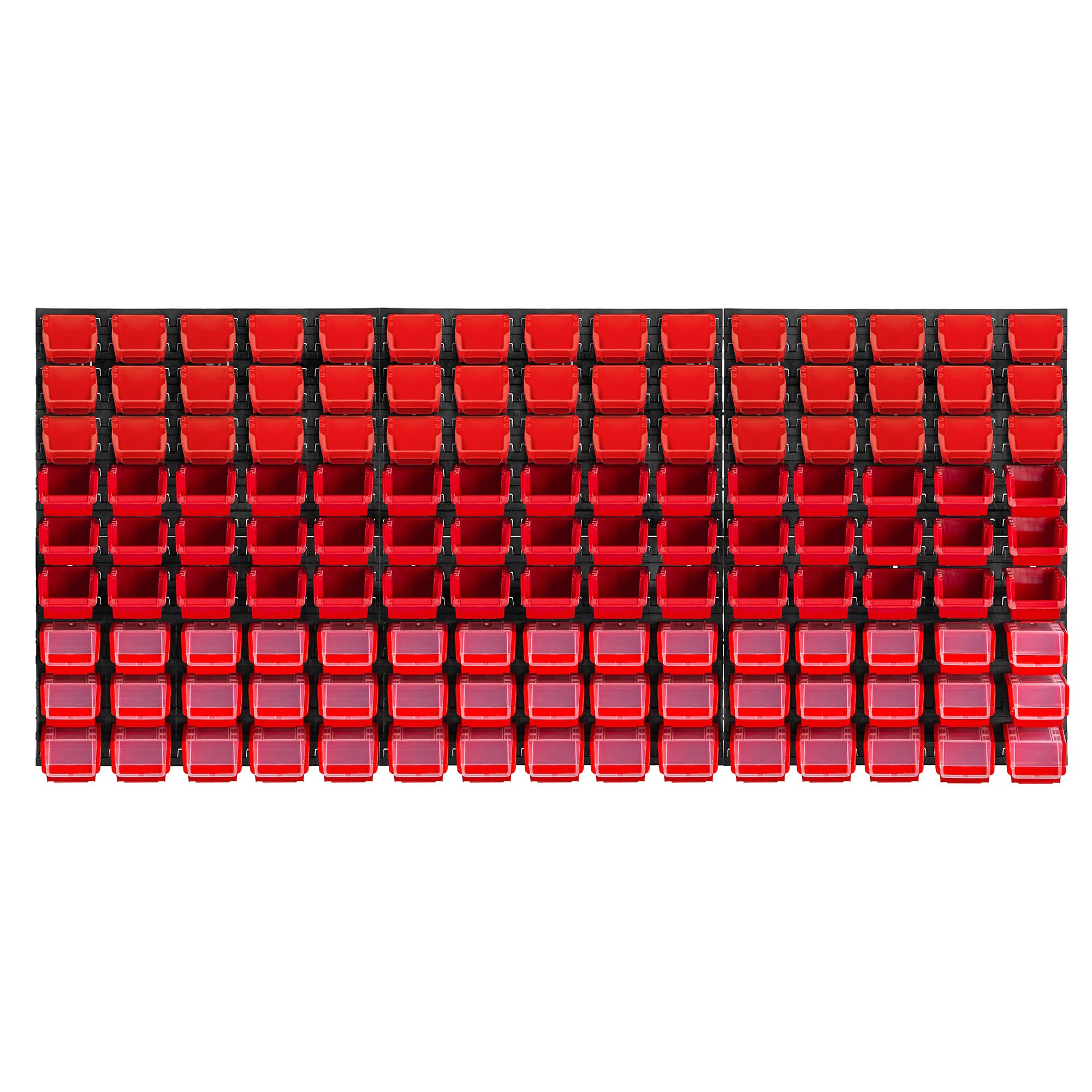 KADAX Regał ścienny na narzędzia, duży, 174 x 78 cm, system przechowywania z wytrzymałego tworzywa sztucznego, system modułów odpornych na promieniowanie UV, rozszerzalne płyty ścienne, regał warsztatowy do garażu (czerwony, 135-częściowy V2)