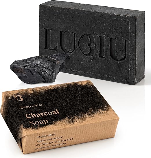 lubiu Activated Charcoal Soap Bar 100g Deep Detox Natural & Vegan