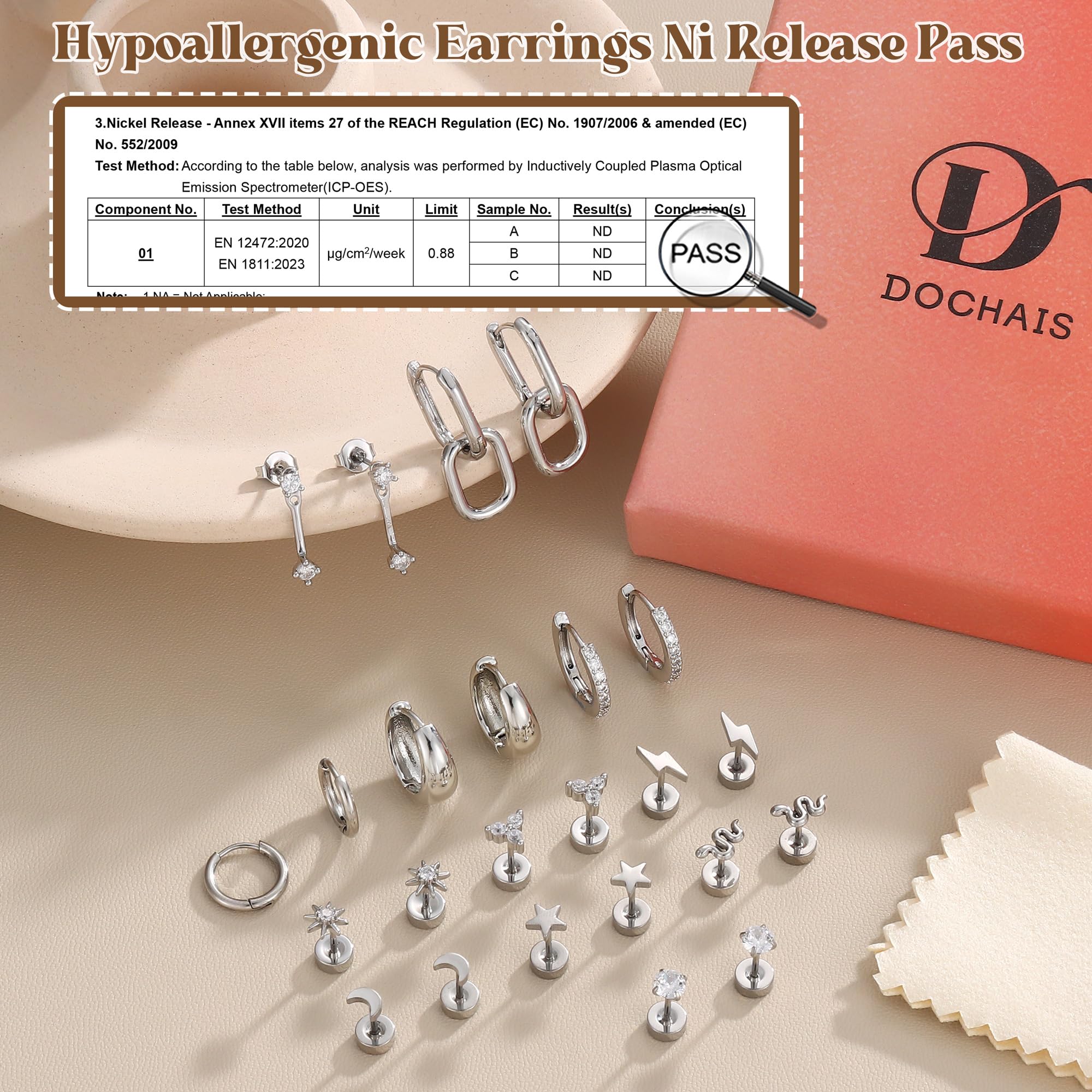 Dochais 12 Paires Boucles d'Oreilles Femme Acier Chirurgical 316L Or Argent Hypoallergéniques Boucles d'Oreilles Créoles Petites Lot Boucle d Oreille Helix Cartilage Conch Piercing Oreille Bijoux