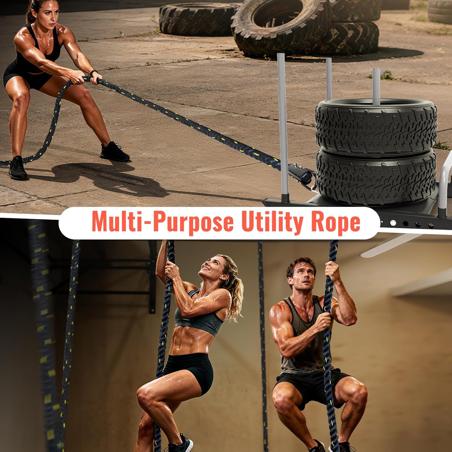 Weight Sled Pulling Rope 15FT/20FT/30FT/40FT, Trainer Physical Training Strength Rope for Workout Sled,Tire Pulling Workout, Fitness Resistance,Football Exercise Equipment for Men and Women
