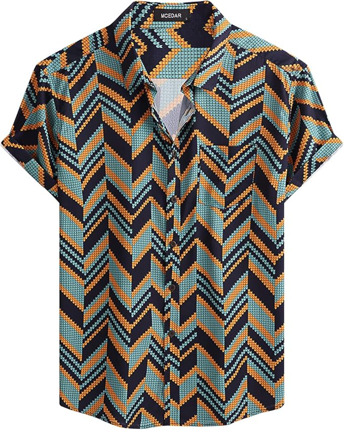 Mens Vintage Shirts – Casual, Dress, T-shirts, Polos MCEDAR Mens Casual Short Sleeve Button Up Vintage Summer Hawaiian Beach Vacation Shirts (Size S-5XL Big and Tall)  AT vintagedancer.com