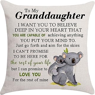 Granddaughter Gifts from Grandparents-Cushion Cover Throw Pillow Cover for Granddaughter from Grandma Grandpa, Granddaughter Birthday Gifts Thanksgiving Gifts (Granddaughter-B)