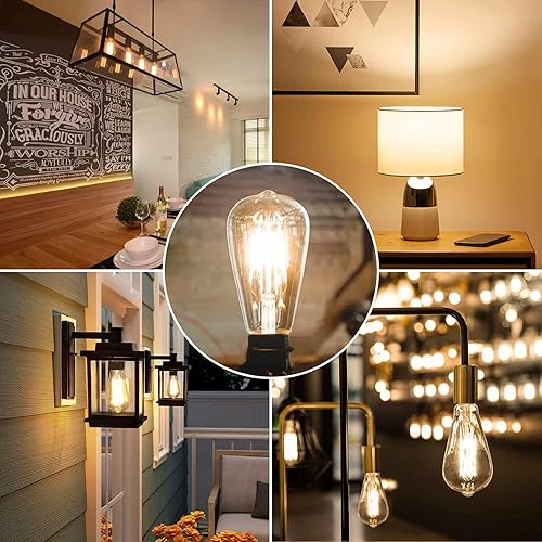 Miniatura 7 de Bombillas LED Edison vintage equivalentes a 60 W, regulables, 7 W, ST58, bombillas de filamento LED blanco cálido 3000 K, iluminación de estilo