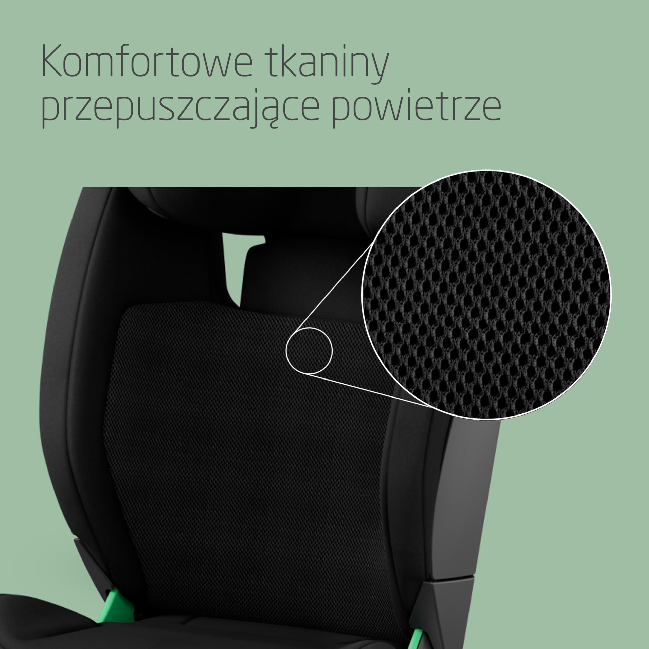 Maxi-Cosi RodiFix S Comfort i-Size, komfortowe materiały przepuszczające powietrze, regulowany fotelik samochodowy, 3,5–12 lat (100–150 cm), 3 pozycje odchylania, G-CELL, AirProtect, Authentic Black
