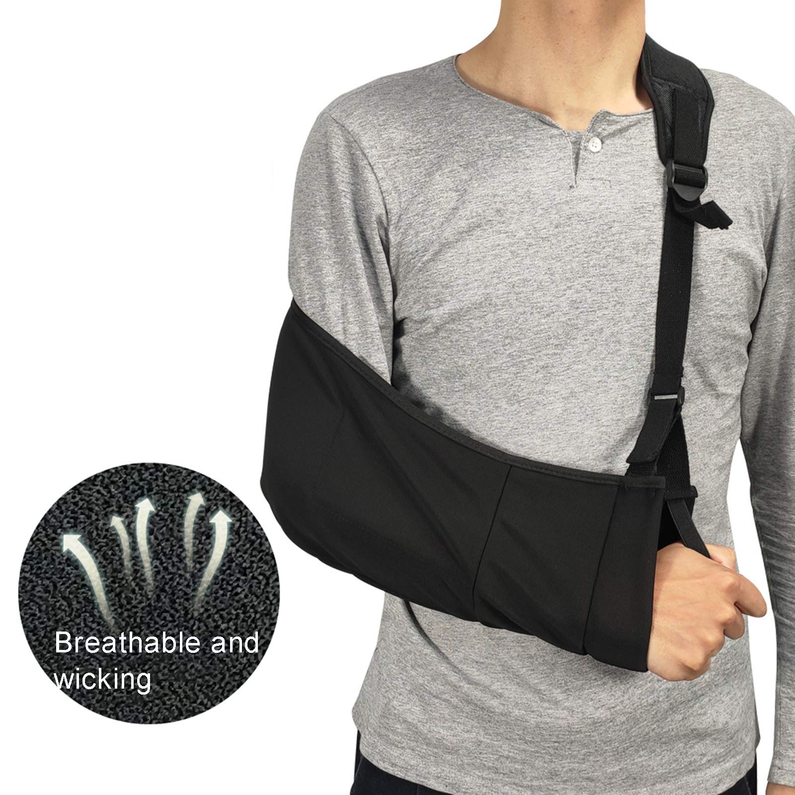 Cabestrillo para brazo Soporte de brazo ajustable, liviano, transpirable, cabestrillo médico de diseño ergonómico para brazo fracturado roto Codo Muñeca, universal para brazos izquierdo y de