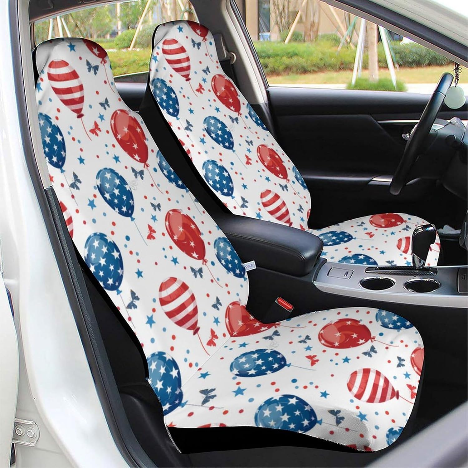 American Flag Independence Day Car Seat Covers Automotive Seat Covers Car Seat Protector Auto Front Seats Protector for Most Cars 1PCS