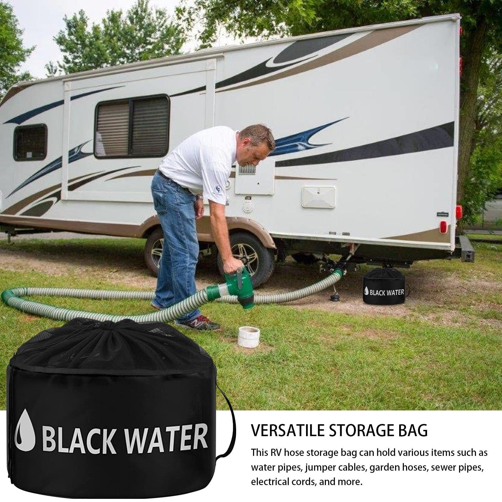 boiler Sac de Rangement pour Tuyau de Camping-Car - Sac de Rangement étanche pour tuyaux d'égout, Sac à Cordon pour Tuyau d'arrosage,Accessoires de Camping-Car, Rangement d'équipement de Camping-Car