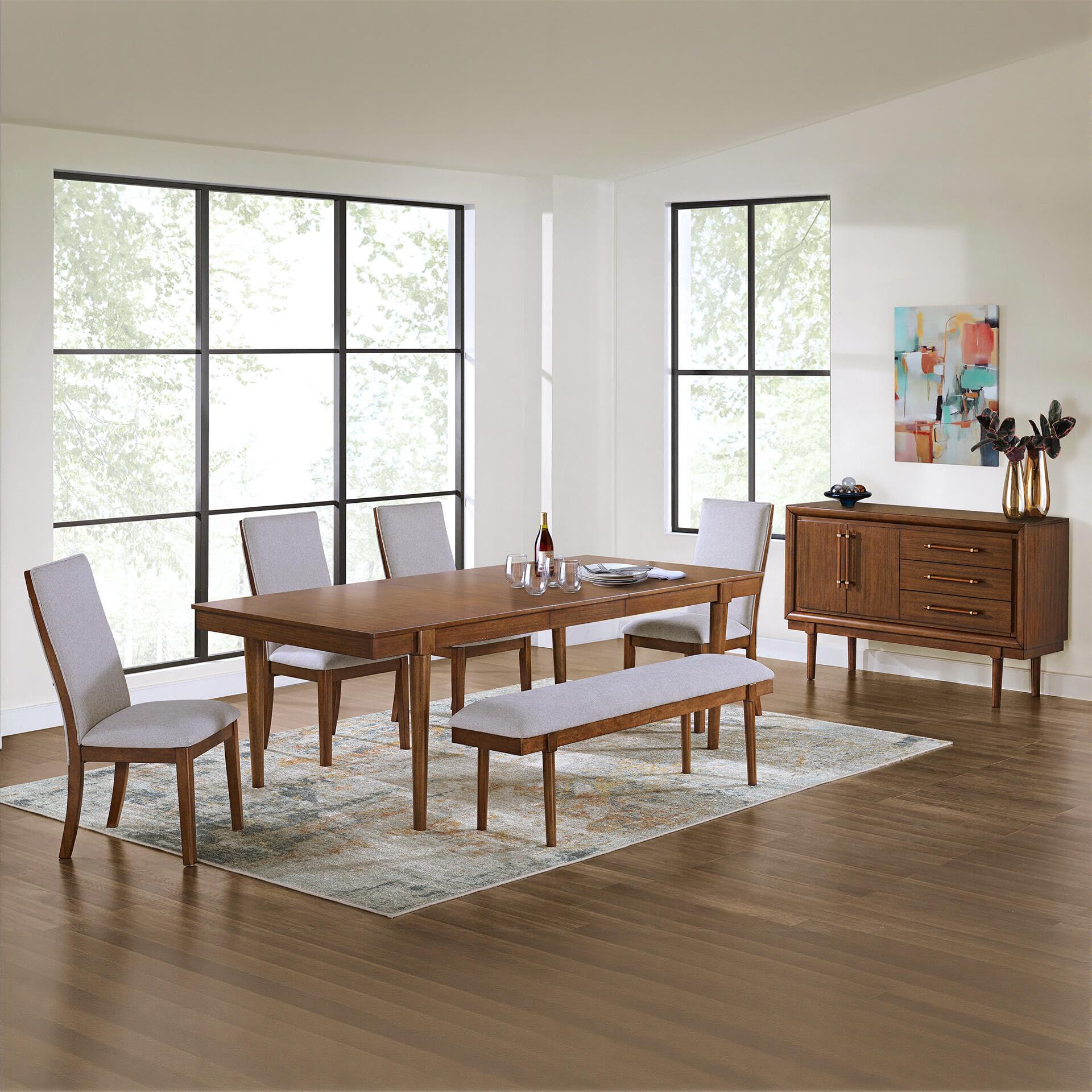 Signature Design by Ashley Dining Bench, 59" Backless Upholstered Wood | Neutral gray polyester cushion, Solid hardwood frame, Backless design seats 2, Lyncott Series